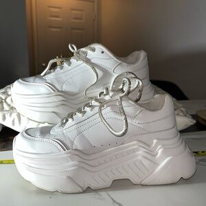 Women's White Chunky Sneakers